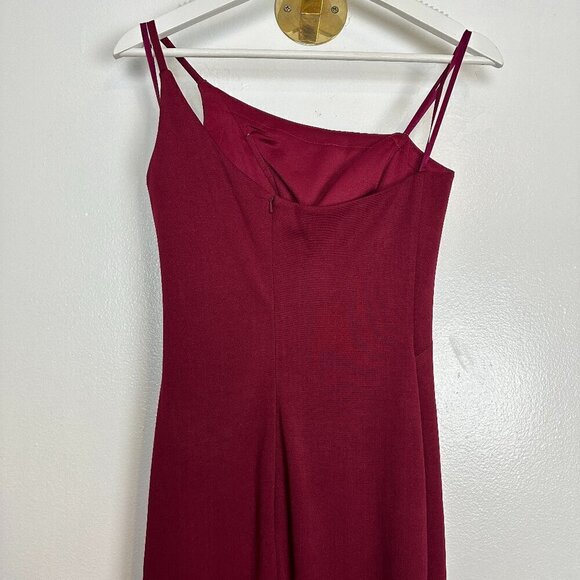 LA FEMME One-Shoulder Jersey Gown in Burgundy Size US 0 - Picture 6 of 8